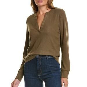 Nation LTD Danna Pullover Long Sleeve Oversized V Neck Olive Green Size Medium